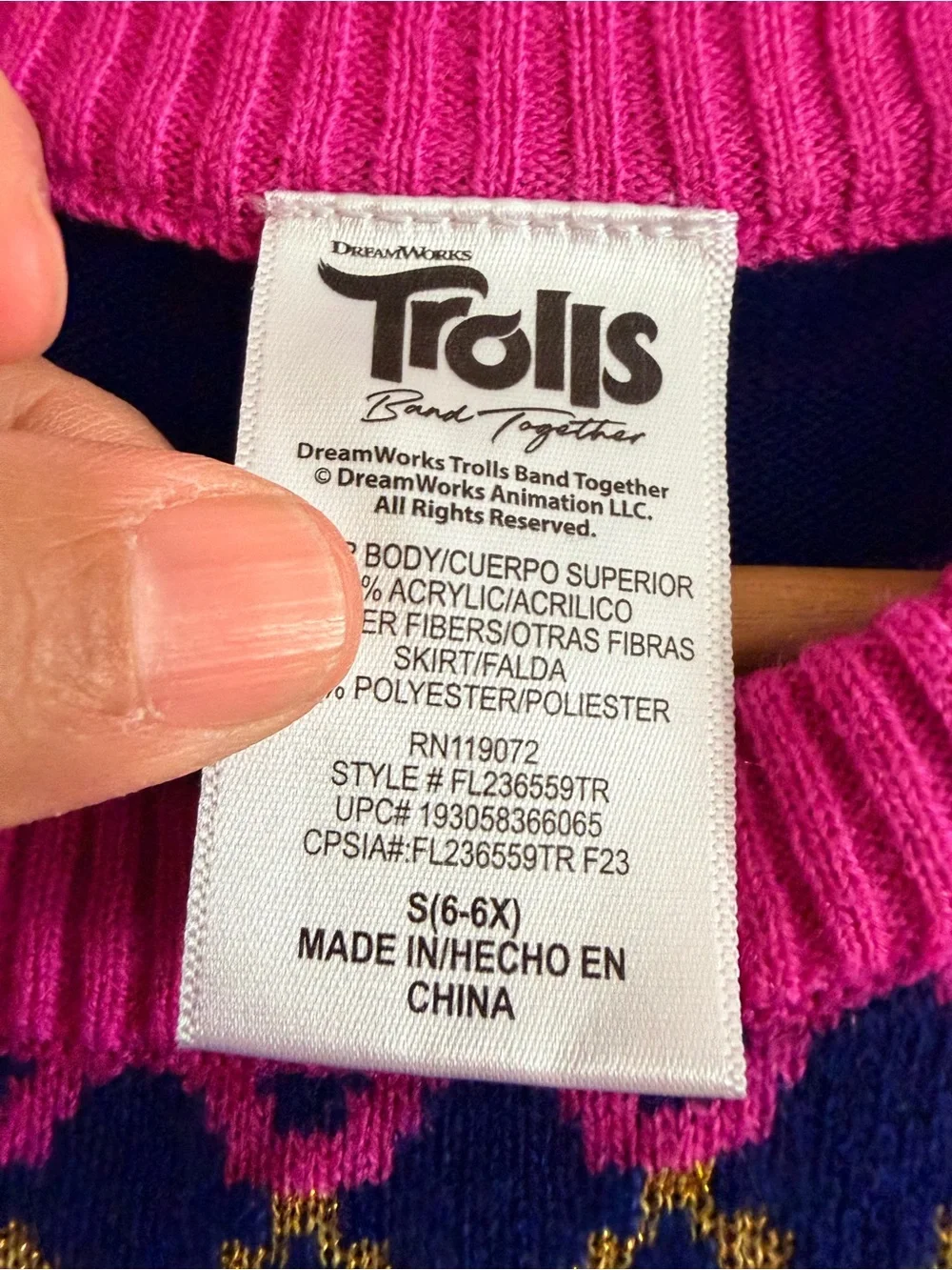 Trolls Navy & Hot Pink Pineapple Knit-Tulle Dress